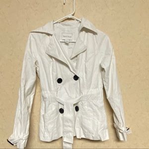 White House Black Market White Trench Coat XS